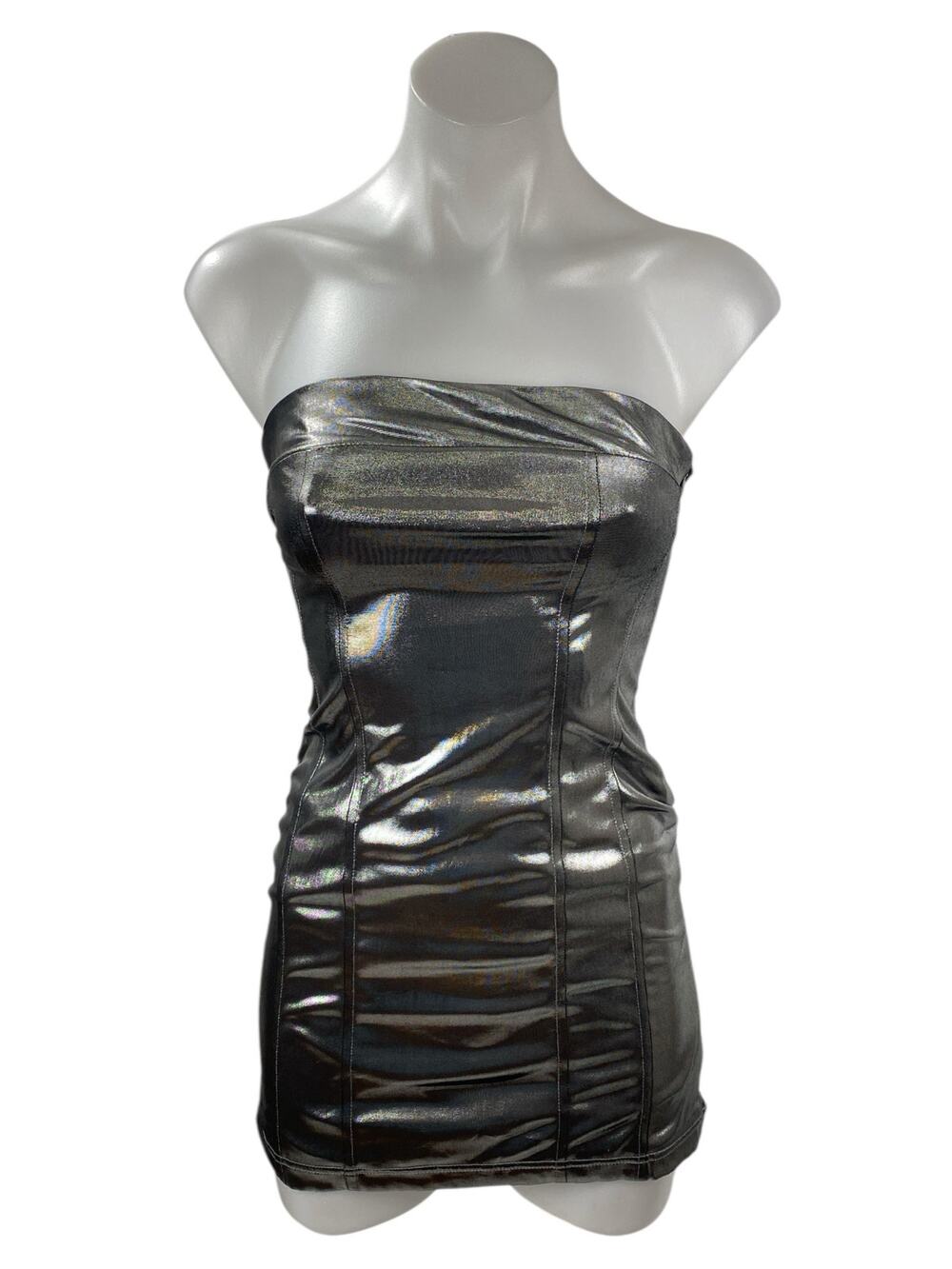 Urban Outfitters Sparkle & Fade Vinyl Bandeau Mini Bodycon Tank Tube Dress Sz XS